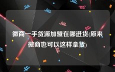 微商一手货源加盟在哪进货(原来微商也可以这样拿货)