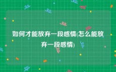 如何才能放弃一段感情(怎么能放弃一段感情)