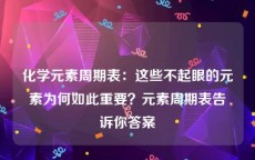 化学元素周期表：这些不起眼的元素为何如此重要？元素周期表告诉你答案