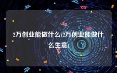 2万创业能做什么(2万创业能做什么生意)