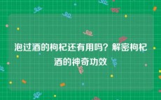 泡过酒的枸杞还有用吗？解密枸杞酒的神奇功效