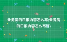 业务员的日报内容怎么写(业务员的日报内容怎么写好)