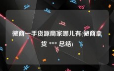 微商一手货源商家哪儿有(微商拿货 *** 总结)
