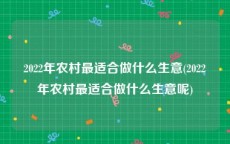 2022年农村最适合做什么生意(2022年农村最适合做什么生意呢)