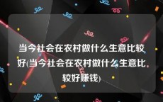 当今社会在农村做什么生意比较好(当今社会在农村做什么生意比较好赚钱)