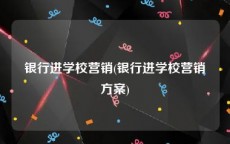 银行进学校营销(银行进学校营销方案)