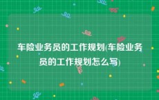 车险业务员的工作规划(车险业务员的工作规划怎么写)