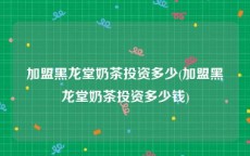 加盟黑龙堂奶茶投资多少(加盟黑龙堂奶茶投资多少钱)