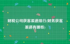财税公司获客渠道排行(财务获客渠道有哪些)