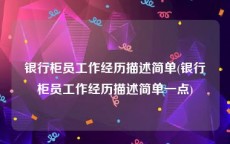 银行柜员工作经历描述简单(银行柜员工作经历描述简单一点)