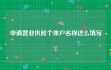 申请营业执照个体户名称这么填写
