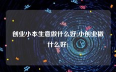 创业小本生意做什么好(小创业做什么好)