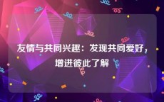 友情与共同兴趣：发现共同爱好，增进彼此了解
