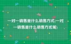 一对一销售是什么销售方式(一对一销售是什么销售方式呢)