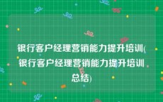 银行客户经理营销能力提升培训(银行客户经理营销能力提升培训总结)