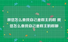 微信怎么查找自己是群主的群 微信怎么查找自己是群主的群聊