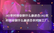 2022农村创业做什么最适合(2022农村创业做什么最适合农村加工厂)