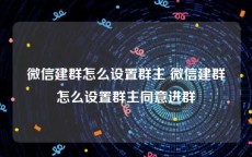 微信建群怎么设置群主 微信建群怎么设置群主同意进群