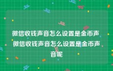 微信收钱声音怎么设置是金币声 微信收钱声音怎么设置是金币声音呢