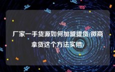 厂家一手货源如何加盟提货(微商拿货这个方法实用)