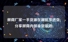 微商厂家一手货源在哪批发进货(分享微商内部拿货渠道)