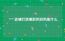 *** 店铺打造爆款的目的是什么