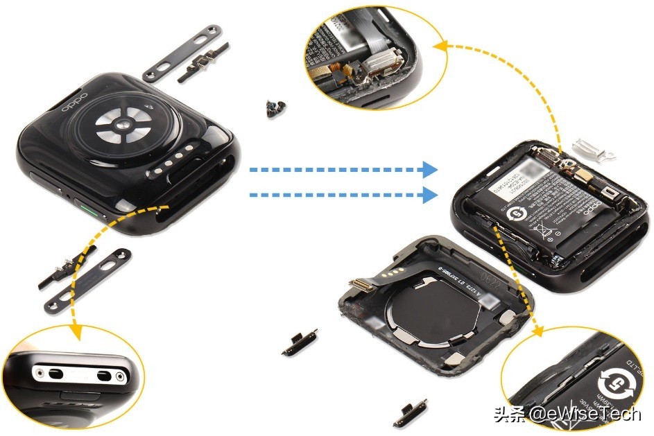 OPPO Watch2拆解:器件不多,细节倒是做得不错