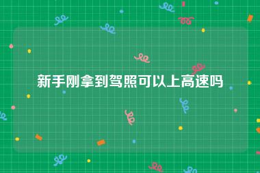 新手刚拿到驾照可以上高速吗