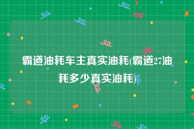 霸道油耗车主真实油耗(霸道27油耗多少真实油耗)
