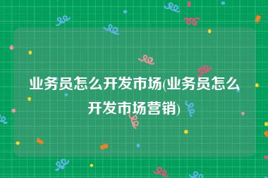 业务员怎么开发市场(业务员怎么开发市场营销)
