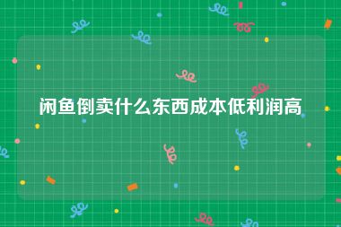 闲鱼倒卖什么东西成本低利润高