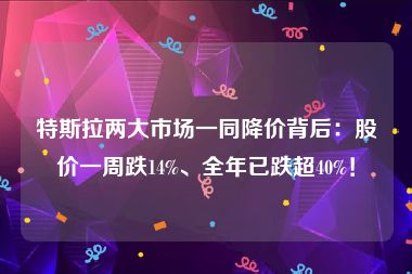 特斯拉两大市场一同降价背后：股价一周跌14%、全年已跌超40%！