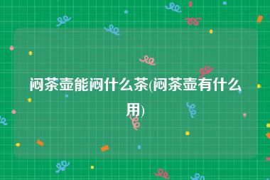 闷茶壶能闷什么茶(闷茶壶有什么用)