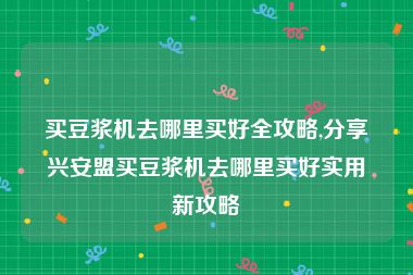 买豆浆机去哪里买好全攻略,分享兴安盟买豆浆机去哪里买好实用新攻略