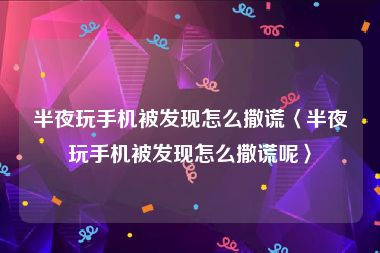 半夜玩手机被发现怎么撒谎〈半夜玩手机被发现怎么撒谎呢〉