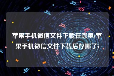 苹果手机微信文件下载在哪里(苹果手机微信文件下载后存哪了)