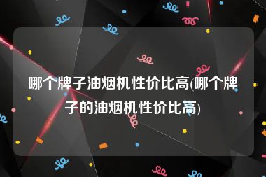 哪个牌子油烟机性价比高(哪个牌子的油烟机性价比高)