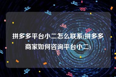 拼多多平台小二怎么联系(拼多多商家如何咨询平台小二)