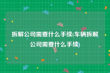 拆解公司需要什么手续(车辆拆解公司需要什么手续)