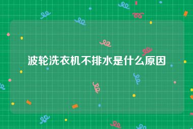 波轮洗衣机不排水是什么原因