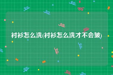 衬衫怎么洗(衬衫怎么洗才不会皱)