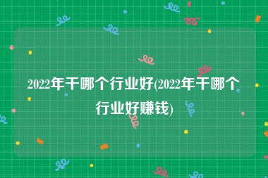 2022年干哪个行业好(2022年干哪个行业好赚钱)