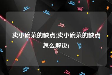 卖小碗菜的缺点(卖小碗菜的缺点怎么解决)