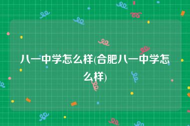 八一中学怎么样(合肥八一中学怎么样)