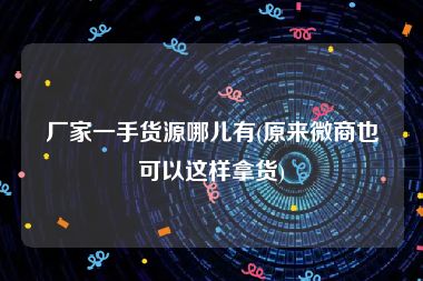 厂家一手货源哪儿有(原来微商也可以这样拿货)