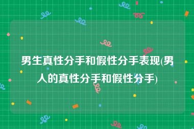 男生真性分手和假性分手表现(男人的真性分手和假性分手)