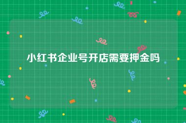 小红书企业号开店需要押金吗