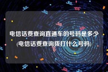 电信话费查询直通车的号码是多少(电信话费查询拨打什么号码)
