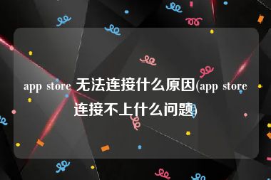 app store 无法连接什么原因(app store连接不上什么问题)