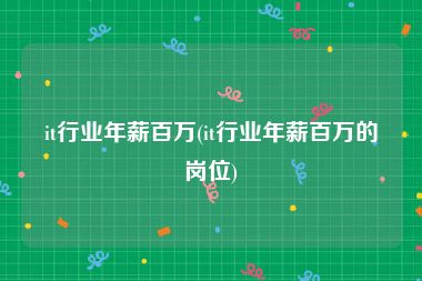 it行业年薪百万(it行业年薪百万的岗位)